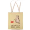 Mr. & Mrs. Panda Tote Bag Katze Fressen - Gelb Pastell - Produktbild-Vorschau 3