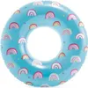 A blue inflatable swim ring with a rainbow pattern. Anteprima dell’immagine prodotto