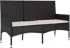 vidaXL Záhradná lavica 3-sed s vankúšom Black Poly Rattan Náhľad obrázku produktu 1