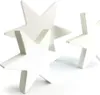 Three white wooden stars are arranged on a white background. Produktbild-Vorschau