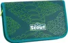 A teal pencil case with a green lizard-like pattern and the Scout logo. Podgląd zdjęcia produktu