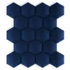 A wall of hexagonal upholstered panels in dark blue. Náhled obrázku produktu