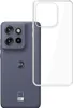 A clear phone case is shown next to a Motorola phone. Produktbild-Vorschau