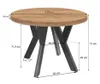 A diagram showing the dimensions of a round dining table. Voir les images du produit