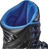 A close-up view of the top part of a black work boot with blue lining. Produktbild-Vorschau