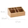 A bamboo make-up organizer with seven compartments is shown against a white background with dimension lines and measurements. Náhled obrázku produktu