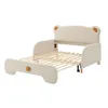 A beige children's bed with a slatted base, shown from a side angle against a white background. Podgląd zdjęcia produktu