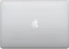 The top view of a closed silver Apple Macbook Pro laptop with the Apple logo in the center. Produktbild-Vorschau
