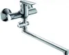 A chrome-plated wall-mounted faucet with a long, adjustable spout. Náhled obrázku produktu