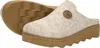 A pair of beige felt slippers shown from a side-diagonal angle. Voir les images du produit