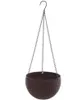 A dark brown hanging planter with a woven texture, suspended by a metal chain. Produktbild-Vorschau