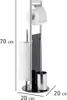 A freestanding toilet paper holder and brush set with dimensions indicated. Produktbild-Vorschau