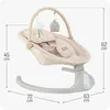 A beige electric baby bouncer with dimensions indicated by measurement lines and numbers. Anteprima dell’immagine prodotto