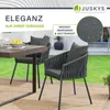 Outdoor patio furniture set on a deck with grass in the background. Produktbild-Vorschau