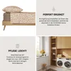 A collage of images showing bedding, care instructions, and a laundry room. Produktbild-Vorschau