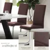 A set of dining chairs around a white dining table, with close-ups of chair features. Náhled obrázku produktu