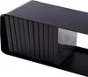 A black metal CD rack holding several CDs, viewed from a close-up side angle. Produktbild-Vorschau