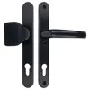 Türgriff / Türdrücker / Türklinke / Drückergarnitur DHS 92mm (Schildbreite 32mm) - Schwarz RAL 9005 - mit Knauf Produktbild-Vorschau