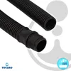 A close-up view of a black flexible drain hose with a threaded connector. Produktbild-Vorschau