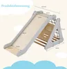 A diagram showing the dimensions of a wooden climbing triangle with a slide. Anteprima dell’immagine prodotto