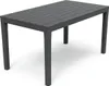 A dark gray rectangular outdoor table with a slatted top and four legs, shown from a slight angle on a white background. Náhled obrázku produktu