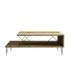 A wooden coffee table with black metal legs against a white background. Náhled obrázku produktu