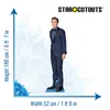 A cardboard cutout of a person in a suit, with height and width measurements indicated. Anteprima dell’immagine prodotto
