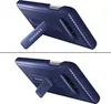 Two views of a blue Samsung phone case with a built-in kickstand, shown against a white background. Produktbild-Vorschau