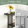 A split image showing two sides of a console table, one with decorative items and a smiley face icon, the other with picture frames and a sad face icon. Produktbild-Vorschau
