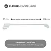 Diagram showing a telescopic rod with adjustable length and text indicating features. Produktbild-Vorschau