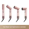 A collage of a rose gold hair dryer/styler shown from different angles, demonstrating its adjustable head. Produktbild-Vorschau