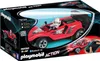 The image shows the retail packaging of a Playmobil RC rocket racer toy. The packaging features a large window displaying the toy car and its remote control, along with branding and product information. Podgląd zdjęcia produktu