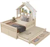 Hausbett 140 x 200 cm mit Ausziehbett, 3 großen Schubladen Produktbild-Vorschau 4
