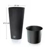 A black textured planter and a black inner pot are shown against a white background with dimensions indicated. Produktbild-Vorschau