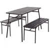 ProGarden 3-tlg. Gartentisch- und Bank-Set Stahl Grau Produktbild-Vorschau 1