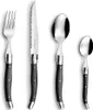 A set of four cutlery pieces, including a fork, knife, large spoon, and small spoon, arranged in a line against a white background. Anteprima dell’immagine prodotto