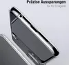 A close-up of a transparent phone case, showing precise cutouts for ports and speakers. Produktbild-Vorschau