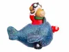A ceramic Christmas ornament of a reindeer pilot in a blue airplane. Produktbild-Vorschau