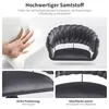 A collage of images showcasing a gray velvet chair, its material, and cushioning. Voir les images du produit