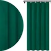 A close-up view of a green curtain and a full view of the curtain hanging on a rod. Podgląd zdjęcia produktu