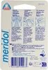 The back of a Meridol dental floss packaging, showing instructions and product information in multiple languages. Produktbild-Vorschau