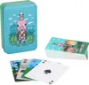 A Minecraft-themed metal tin box and a deck of playing cards are displayed against a white background. Podgląd zdjęcia produktu