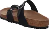 A black Birkenstock sandal is shown from a side-rear angle on a white background. Produktbild-Vorschau