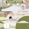 A white pop-up gazebo is shown in a garden setting, with close-up insets highlighting its features. Náhľad obrázku produktu