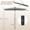 Diagram showing the dimensions of a patio umbrella and its carrying case. Podgląd zdjęcia produktu