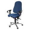 A blue office chair with a chrome base and black armrests is shown against a white background. Náhľad obrázku produktu