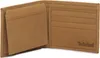 An open brown leather wallet showing the inside compartments. Voir les images du produit