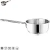 A stainless steel saucepan with a long handle is shown against a white background. A smaller, similar saucepan is visible in the top left corner. Produktbild-Vorschau