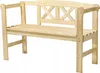A wooden park bench with a slatted seat and backrest, shown against a white background. Produktbild-Vorschau