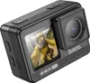 A black HOCO action camera is shown from a diagonal angle, with its screen displaying a person riding a bicycle. Náhľad obrázku produktu